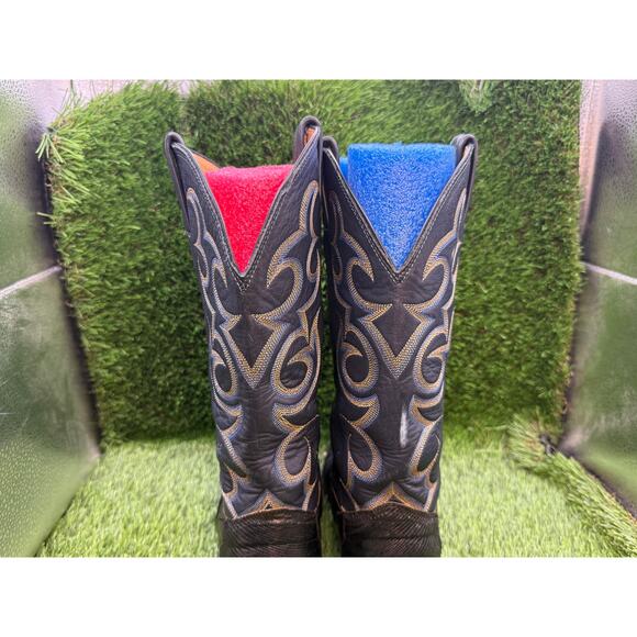 Vintage Nocona Western Boot Men\'s 7.5 Black Leather Cowboy Equestrian Rodeo main image 5